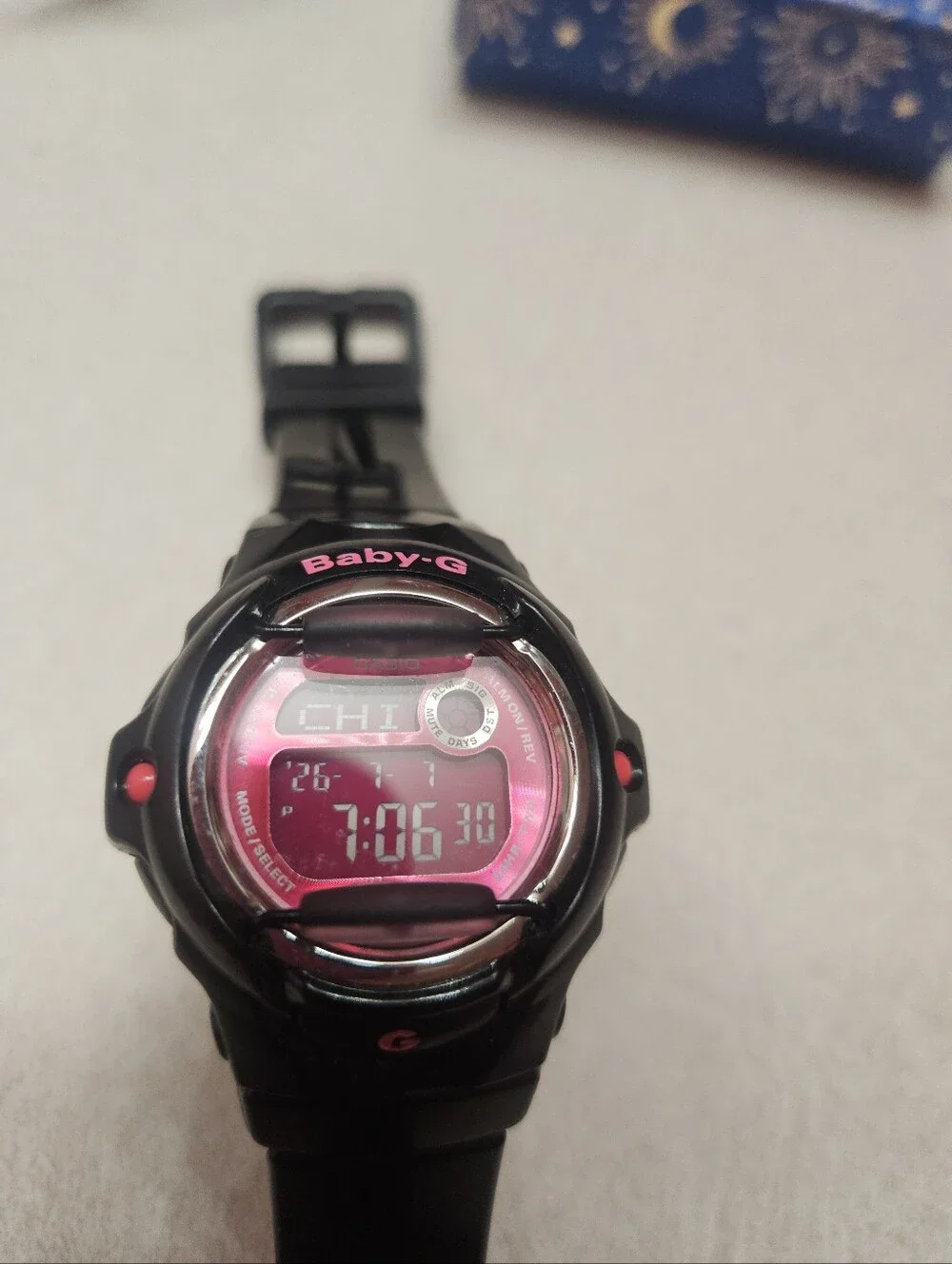 VERY RARE Casio Baby-G Shock  Black and Pink Abd Silver Resin Backplate Watch